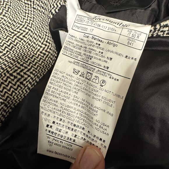 Faconnable Mens Overcoat 40US/50 Italy Black Herringbone 100% Wool Made in Italy - Picture 10 of 10